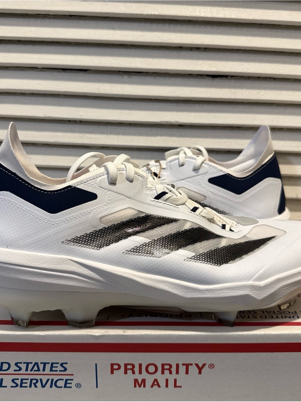 Adidas Adizero Impact TPU Baseball Cleats White Navy Blue Men’s Size 11 IH3461